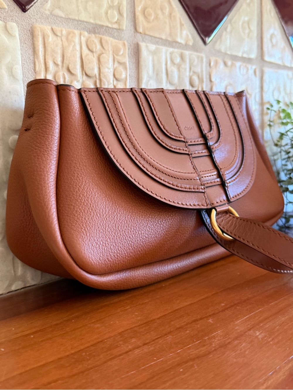 Chloé Tan Two Way Marcie Shoulder Bag Clutch-NWOT